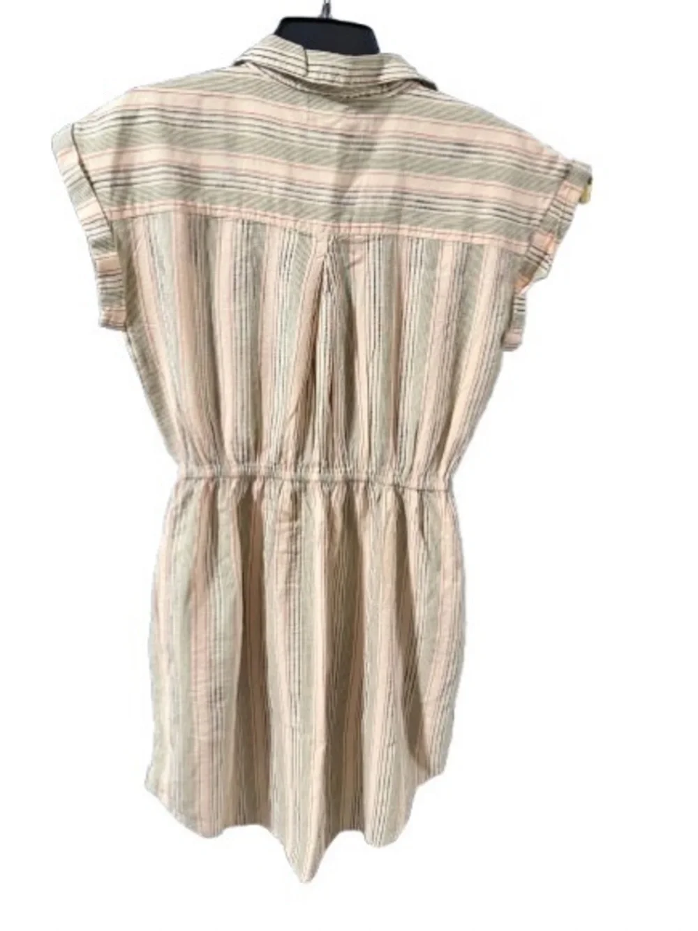 Japna Cream Dress with Navy, Green and Red Stripes